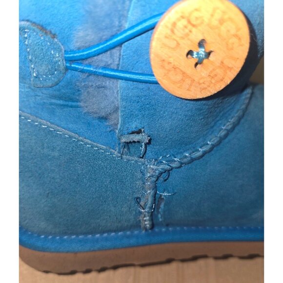 UGG Australia Mini Bailey Button Blue Suede Ankle Boots Women US 8 #3352 - Picture 7 of 12